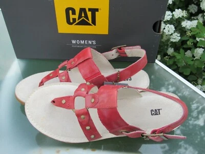 Sandalias con cordones acolchadas con tachuelas de cuero envejecido rojas talla 8,5 CAT para mujer Foto 1 de 4