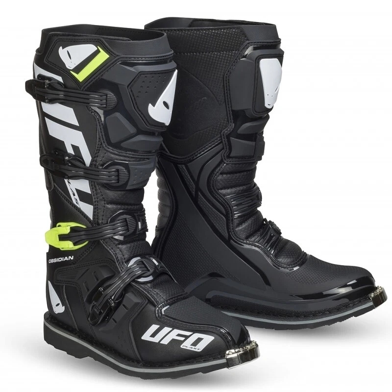 STIVALI MOTOCROSS ENDURO UFO OBSIDIAN COLORE NERO PUNTALE ACCIAIO QUAD OFFROAD - Image 1 of 1