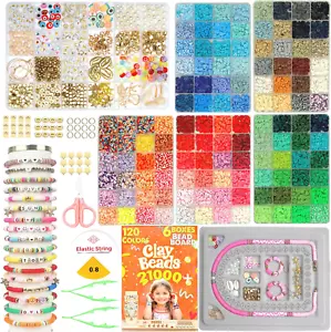 21000 Clay Beads Bracelet Making Kit for Girls 120 Colors 6 Boxes Polymer Clay B - Picture 1 of 11