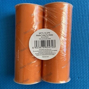 (Lot Of 2) 2 Orange 6" Matte Tulle Rolls Spools Bow Decoration Craft 25 Yd Each - Picture 1 of 4