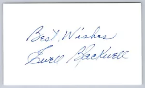 Ewell Blackwell hand signed Index Card - Baseball - Yankees - Reds - KC Royals - Picture 1 of 2