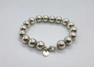 Tiffany & Co. 925 Ball Bracelet 10MM Sterling Silver 7.5" - Picture 1 of 4
