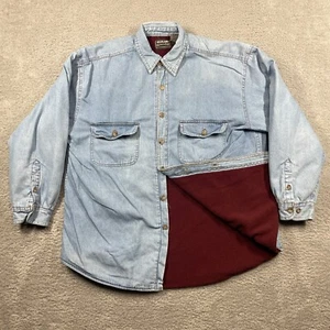Highland Shirt Men's Large Denim Blue Fleece Lined Long Sleeve Shacket Workwear - Picture 1 of 16