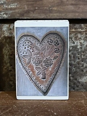 Vintage Inspired Valentine Heart Springerle Cookie Mold Block Sign Wall Hanging - Image 1 of 3