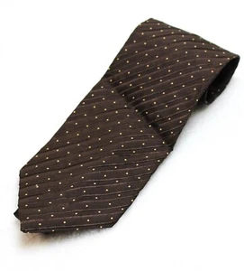 GIORGIO ARMANI Cravatte Silk/Acetate Necktie ITALY Luxury Brown Stripe Polka Dot - Picture 1 of 7