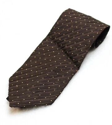 GIORGIO ARMANI Cravatte Silk/Acetate Necktie ITALY Luxury Brown Stripe Polka Dot - Image 1 of 4