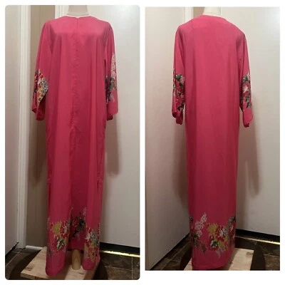 Natori Vintage Pink Floral Maxi L Summer House Zip Up Dress Size S - Image 1 of 4