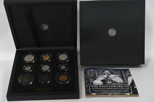King Edward VII Complete Coin Set with Australian Full Sovereign (M) in Case - Picture 1 of 11