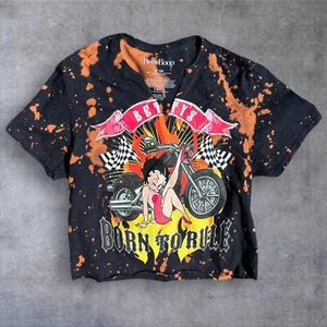 Betty Boop black tie die woman’s crop top small - Picture 1 of 5