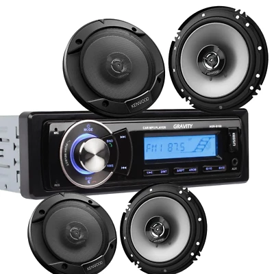 4x Kenwood 600W 6.5" Altavoces y GRAVEDAD Coche Estéreo Bluetooth Receptor USB AM/FM Foto 1 de 4
