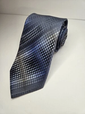Corbata para hombre Calvin Klein geométrica azul y gris 100 % seda 59"x 3,25" Foto 1 de 4
