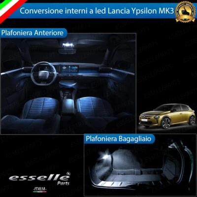 KIT LED INTERNI LANCIA YPSILON MK3 PLAFONIERA ANTERIORE+BAGAGLIAIO 6000K BIANCO - Immagine 1 di 4