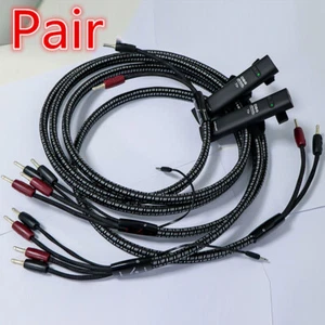 Pair HiFi K2 Speaker Cables Audio Bi/Single-wire W/ 72V DBS Silver Banana Plugs - Picture 1 of 13