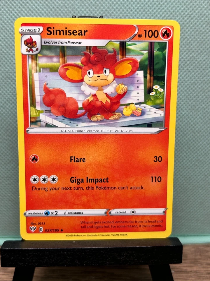 Pokemon TCG: Simisear 27/189, Darkness Ablaze - Image 1 of 1