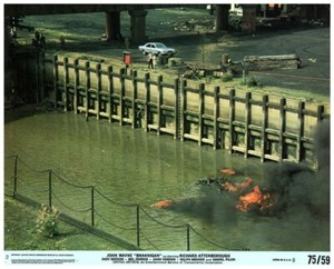 Brannigan Original Lobby Card John Wayne Judy Geeson Car Crash River Thames 1975