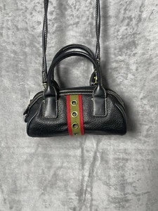 Tommy Hilfiger Mini Black Baby Leather Purse Handbag  Green Inside - Picture 1 of 11
