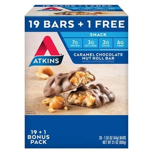 Atkins Snack bar, Caramel Chocolate Nut Roll, Keto Friendly (20 ct.), 31 Ounce - Picture 1 of 1