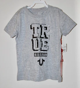 NWT True Religion Little Boys Heather Gray Logo Short Sleeve T-Shirt sz 5 - Picture 1 of 6
