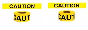 2 Rolls Caution Barricade Tape 3 mil Neon Yellow 3" X 500' times 2 - Picture 1 of 1