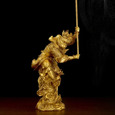 Myths story Journey to the West Protagonist Monkey King old Bronze Statue Wukong - Image 1 of 4