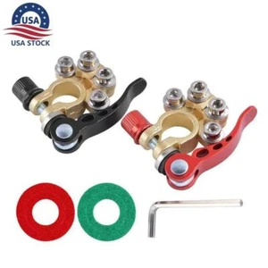 Car Battery Terminal Connectors 4 Way Quick Release Disconnect Battery Terminals - Picture 1 of 10