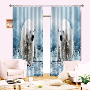 Snowfield Wild Polar Bear 3D Blackout Curtain 2 Panels Drapes Window Curtains - Picture 1 of 9