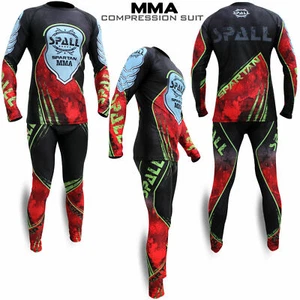 Mens Compression Rashguard Sports Workout Shirts Gym MMA BJJ Activewear SET - Picture 1 of 5