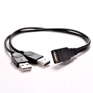 USB 2.0 A Female to 2 Dual USB Male Hub Power Adapter Y Splitter Cable Cord - Picture 1 of 1