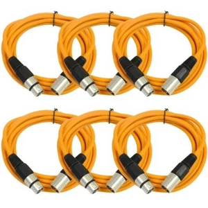 6 Pack of 10 Foot Orange XLR to XLR Patch Cables PA/DJ Mic Cords - Picture 1 of 4