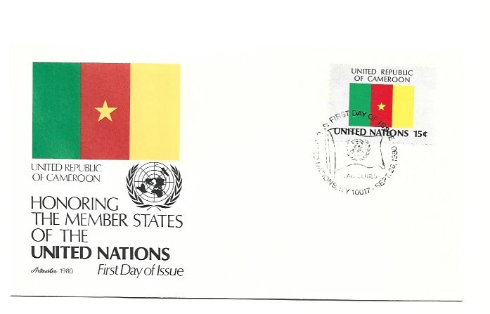 United Nations #338 15c Flag Series 1980, Cameroon, Artmaster FDC - Image 1 of 1