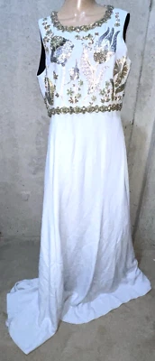 Andrew GN 2016 Crystal Embroidered Blue Long Maxi Gown Dress US 8 10 / IT 46 - Image 1 of 4