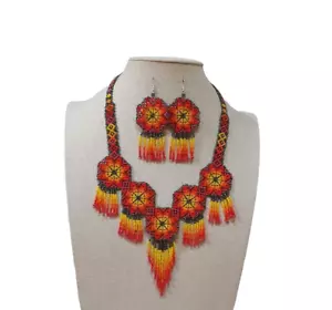 New Handmade Necklace Seed Bead Boho American Style Beaded Multi Strand earring - Picture 1 of 3
