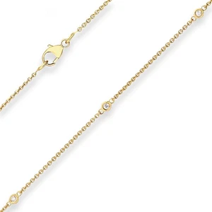 Collar De Cadena De Ancla Redonda De Oro 375 Oro Amarillo 45cm - Imagen 1 de 3