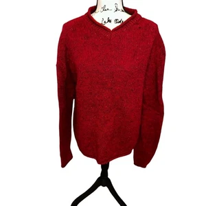 AMERICAN EAGLE Red Mens sz M 100% Wool Limited Edition Sweater V-Neck EUC - Picture 1 of 9