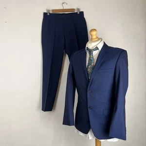 Traje Ted Baker 2 Piezas Para Hombre Azul Oscuro Talla 36S Chaqueta 32W 31L Pantalón Resistencia - Imagen 1 de 23