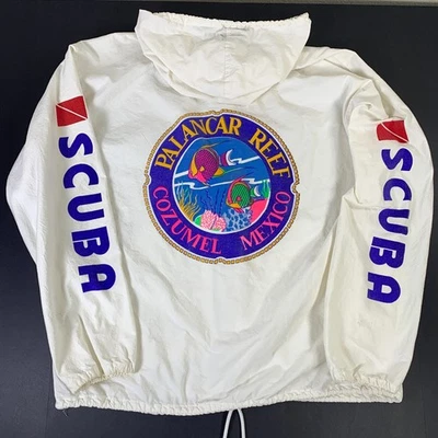 Chaqueta cortavientos vintage Palancar Reef Cozumel México para hombre XL 42 Buceo Foto 1 de 4
