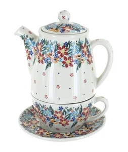 Tè Tara in ceramica lucida rosa blu per uno - Foto 1 di 2