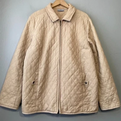 Quilted Corduroy Chore Coat Plus Size 1X Tan Barn Country Minimalist Cabincore - Image 1 of 4