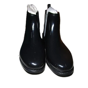 Henry Ferrera Women's Chelsea Rain Boots Shiny Black Marsala Plaid Size 9 - Bild 1 von 6