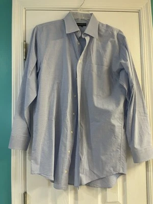 Camisa de vestir Hart Schaffner Marx para hombre 15,5 33 azul blanco línea mangas largas Foto 1 de 4