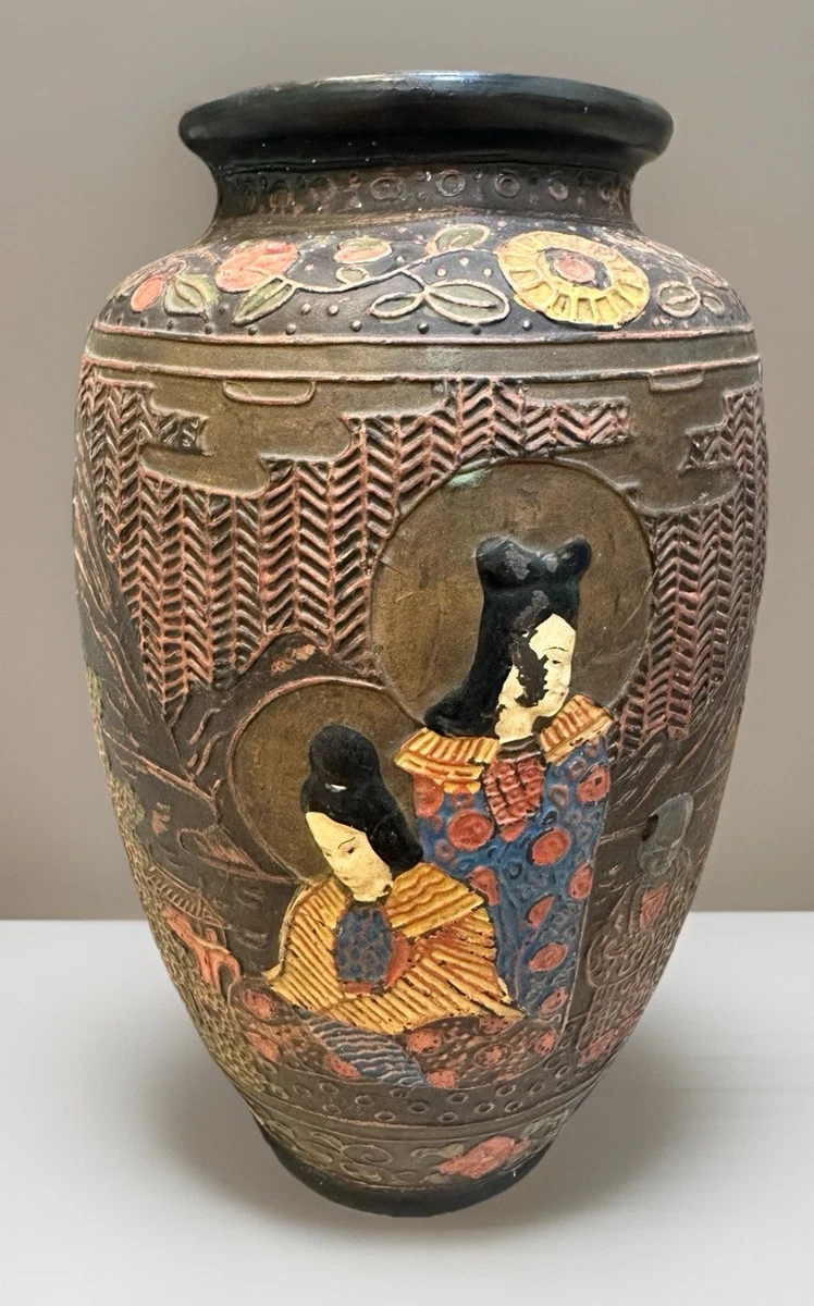 艺妓花瓶日本古董花瓶| eBay