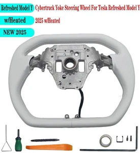 Cybertruck Yoke Steering Wheel For Tesla Refreshed Model Y 2025 w/ Heated - Picture 1 of 10