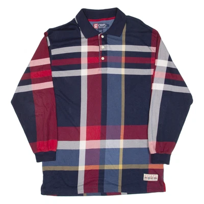 CHAPS RALPH LAUREN Mens Polo Shirt Blue Check Long Sleeve L - Image 1 of 4