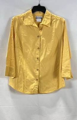 Camisa blusa para mujer Columbia amarilla de algodón con botones para exteriores talla L Foto 1 de 4