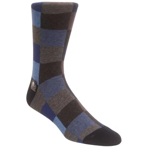 Oversized Navy/Blue Checks Crew Dress Sock |Stacy Adams Premium Socks (One Size) - Picture 1 of 2