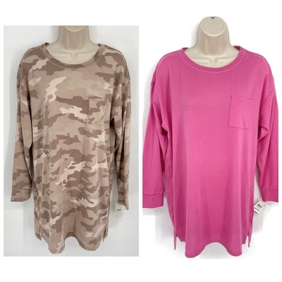 Paquete de 2 camisas para dormir Jenni nuevas con etiquetas para mujer talla M rosa burla, caramelo camuflaje Foto 1 de 4