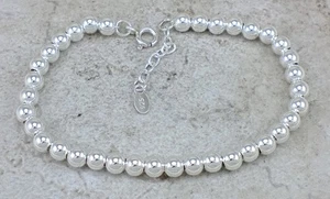 SÜSSES .925 STERLINGSILBER 5 MM PERLE 7 Zoll ARMBAND Stil # br305 - Bild 1 von 2