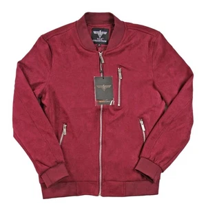 VIP Collection Mens Jacket S Faux Suede Baseball Zip Long Sleeve Maroon $149 NEW - Picture 1 of 5