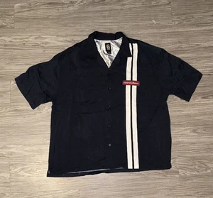 Vintage Guess Jeans Bowling Button Up Shirt Pinup Girl Print Black Men’s Sz 2XL - Picture 1 of 8