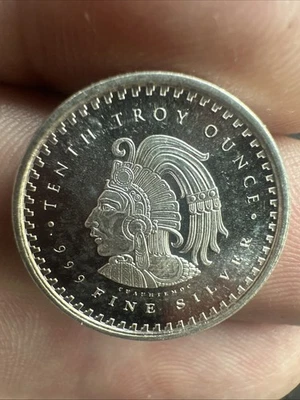 Silver 1/10 oz Aztec Calendar Round - Image 1 of 2